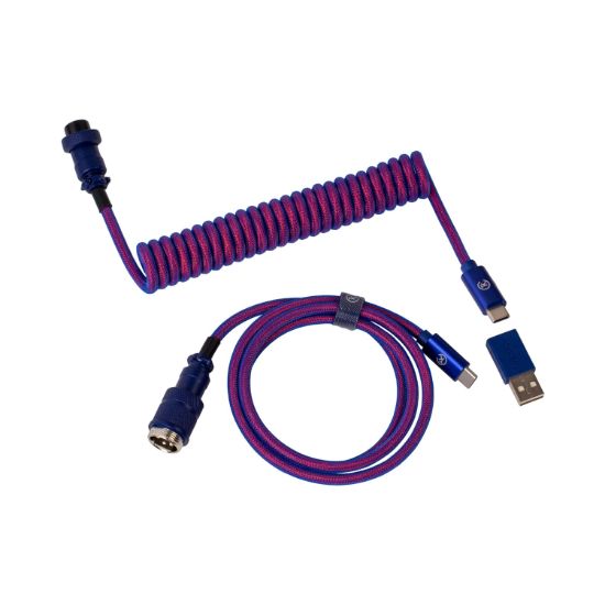 Picture of Keychron Premium Coiled Aviator USB Cable | Type-C + USB-A Adapter | Detachable Aviator Connector | 108 cm