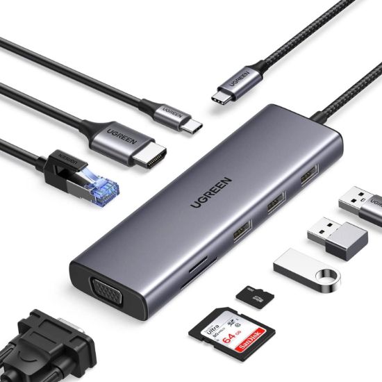 Picture of UGREEN 9-in-1 Type-C Hub | HDMI | VGA | LAN | SD/TF | 100W PD | USB3.0