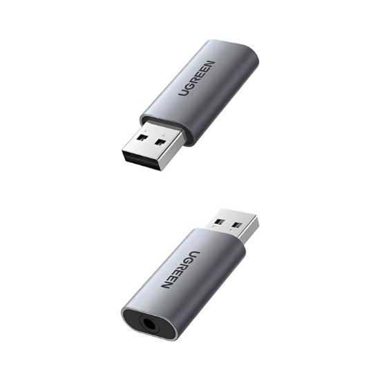 Picture of UGREEN CM383-80864 USB-A to 3.5mm Audio Jack External Sound Adapter - Silver