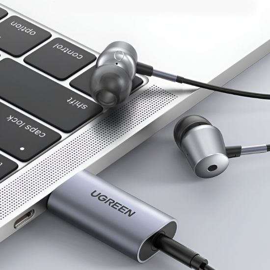 Picture of UGREEN CM383-80864 USB-A to 3.5mm Audio Jack External Sound Adapter - Silver