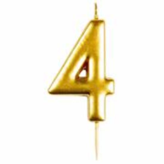 Picture of Casey 10cm Gold Numerical Birthday Candle Nr.4