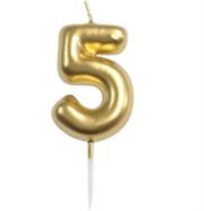 Picture of Casey 10cm Gold Numerical Birthday Candle Nr.5