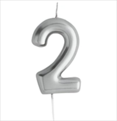 Picture of Casey 10cm Silver Numerical Birthday Candle Nr.2