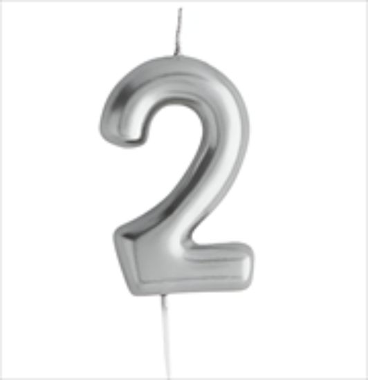 Picture of Casey 10cm Silver Numerical Birthday Candle Nr.2