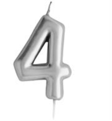 Picture of Casey 10cm Silver Numerical Birthday Candle Nr.4