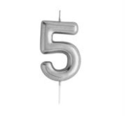 Picture of Casey 10cm Silver Numerical Birthday Candle Nr.5