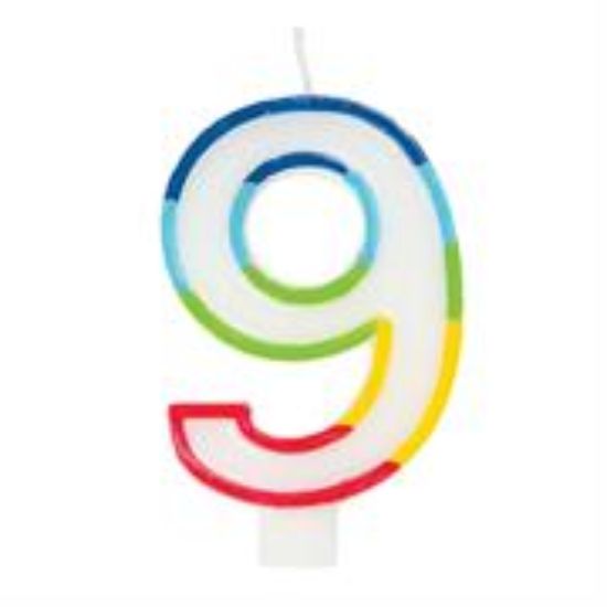 Picture of Casey 7cm Multicolor Numerical Birthday Candle Nr.9
