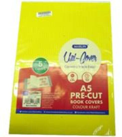 Picture of Marlin Kids A5 Precut Book Cover Yellow5 Pack