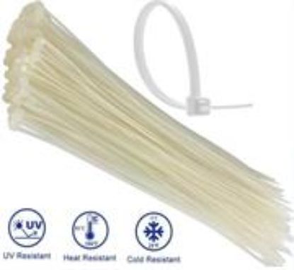 Picture of Noble 2.5 x 200mm Pack of 100 White Nylon Cable Ties