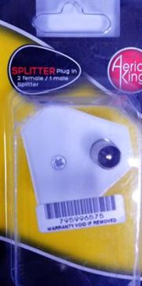 Picture of Aerial King Splitter Plug In 2 Way MFF Blister