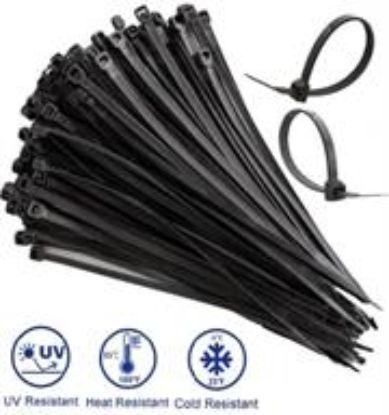 Picture of Noble 4.8 x 200mm Pack of 100 Black Nylon Cable Ties