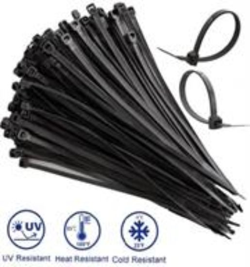 Picture of Noble 4.8 x 200mm Pack of 100 Black Nylon Cable Ties
