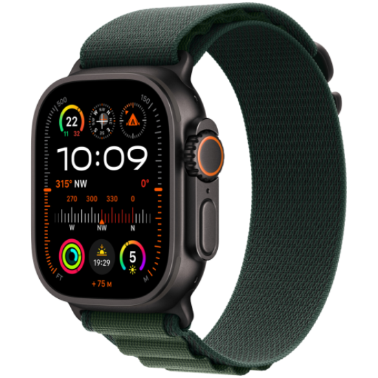 Picture of APPLE Apple Watch Ultra 2 GPS + Cellular 49mm Black Titanium Case with Dark Green Alpine Loop - Small,Model A2986