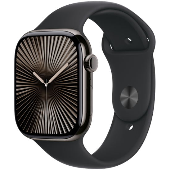 Picture of APPLE Apple Watch Series 10 GPS + Cellular 46mm Slate Titanium Case with Black Sport Band - S/M,Model A3003
