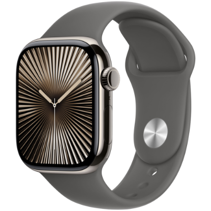 Picture of APPLE Apple Watch Series 10 GPS + Cellular 42mm Natural Titanium Case with Stone Grey Sport Band - M/L,Model A3001