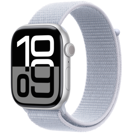 Picture of APPLE Apple Watch Series 10 GPS + Cellular 42mm Silver Aluminium Case with Blue Cloud Sport Loop,Model A3001