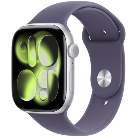 Picture of APPLE Apple Watch Series 11 GPS + Cellular 46mm Silver Aluminium Case with Purple Fog Sport Band - M/L,Model A3337