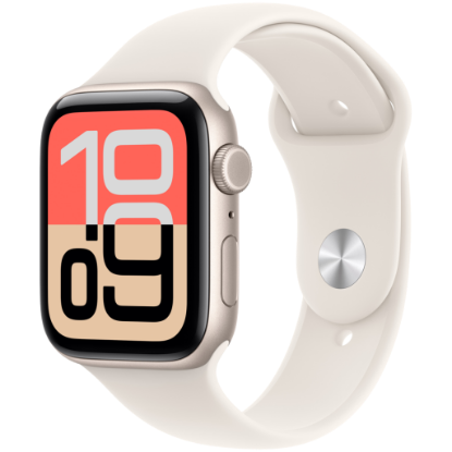 Picture of APPLE Apple Watch SE 3 GPS + Cellular 44mm Starlight Aluminium Case with Starlight Sport Band - M/L,Model A3328