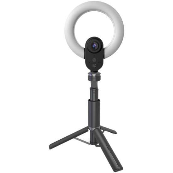 Picture of LORGAR LORGAR Circulus 910, Streaming web camera, 5MP 2592X1944 max resolution, up to 60fps, 1/2.8", Sony STARVIS CMOS image sensor, full glass lens, 5.5'' built-in ring light (1700-14 000K), foldable tripod, auto focus, dual microphones with AI noise reduction, USB Type C, size: 470*133*115mm, 0.525kg, black+white