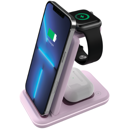 Picture of CANYON CANYON wireless charger WS-304 15W 3in1 Iced Pink