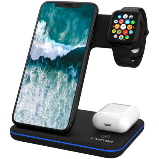 Picture of CANYON CANYON wireless charger WS-303 15W 3in1 Black