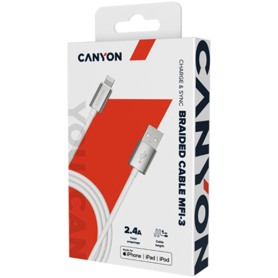 Picture of CANYON CANYON cable MFI-3 Lightning 12W 1m White