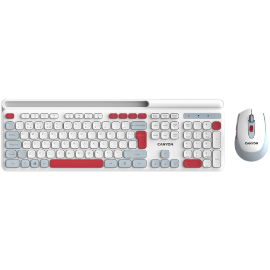 Picture of CANYON CANYON HSET-W5 EN Keyboard+Mouse AAA+AA Wireless White