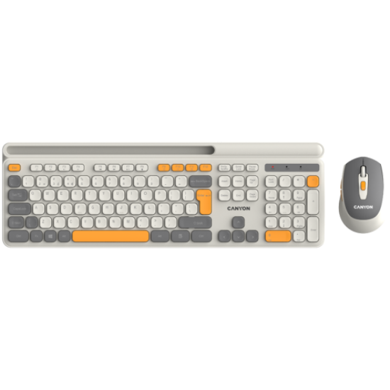 Picture of CANYON CANYON HSET-W5 EN Keyboard+Mouse AAA+AA Wireless Beige