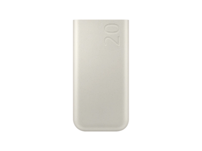 Picture of SAMSUNG POWERBANK - 20000MAH - BEIGE WITH SUPER-FAST CHARGING 45W BATTERY PACK RAPIDLY RECHARGES COMPATIBLE DEVICES AND ITSELF WHEN LOW. EQUIPPED WITH PD 3.0 AND USB-C FOR CONVENIENT ON-THE-GO CHARGING. FEATURES: SUPER FAST CHARGING ON-THE-GO. RECHARGE 3 DEVICE SIMULTANEOUSLY. GREEN POWER, REDEFINED. WARRANTY: 6 MONTHS