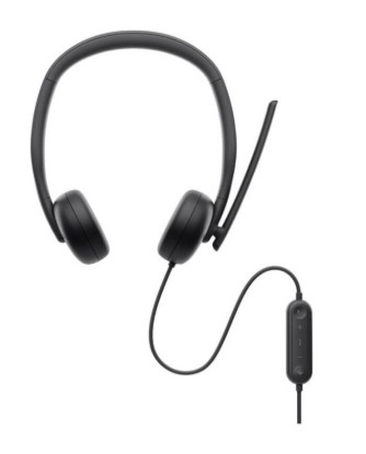 Picture of DELL WIRED HEADSET WH3024 FORM FACTOR: ON-EAR EAR CUP SIZE (DIAMETER): 58MM HEADBAND MATERIAL: LEATHERETTE + MEMORY FOAM EAR CUSHION MATERIAL: LEATHERETTE, MEMORY FOAM CUSHIONS SPEAKER SIZE: 28MM FREQUENCY RESPONSE: 20HZ - 20KHZ FREQUENCY RESPONSE (TALK MODE): 100HZ - 8KHZ MICROPHONE DIRECTION: UNI-DIRECTIONAL, AI BEAM FORMING MIC BOOM: 260° ROTATIONAL (+/-130°) (ACCOMMODATE L/R USERS) USAGE/CALL 