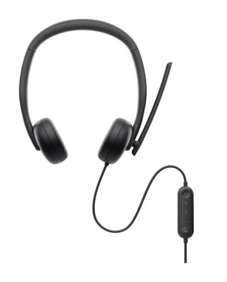 Picture of DELL WIRED HEADSET WH3024 FORM FACTOR: ON-EAR EAR CUP SIZE (DIAMETER): 58MM HEADBAND MATERIAL: LEATHERETTE + MEMORY FOAM EAR CUSHION MATERIAL: LEATHERETTE, MEMORY FOAM CUSHIONS SPEAKER SIZE: 28MM FREQUENCY RESPONSE: 20HZ - 20KHZ FREQUENCY RESPONSE (TALK MODE): 100HZ - 8KHZ MICROPHONE DIRECTION: UNI-DIRECTIONAL, AI BEAM FORMING MIC BOOM: 260° ROTATIONAL (+/-130°) (ACCOMMODATE L/R USERS) USAGE/CALL 