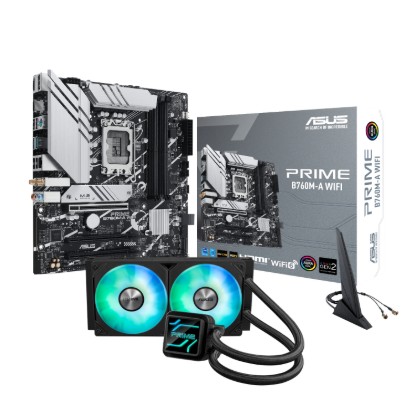 Picture of Asus PRIME B760M-A WIFI LGA1700 and Asus Prime LC 240 ARGB Liquid CPU Cooler Bundle