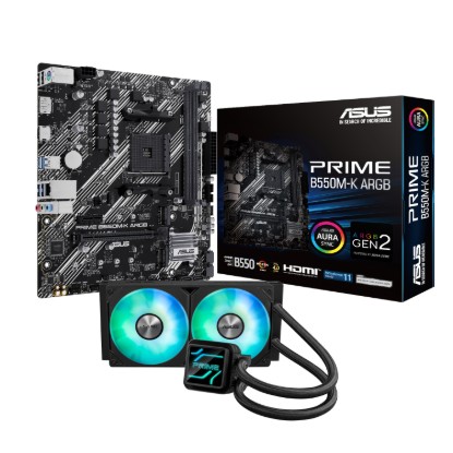Picture of Asus PRIME B550M-K ARGB AM4 and Asus Prime LC 240 ARGB Liquid CPU Cooler Bundle