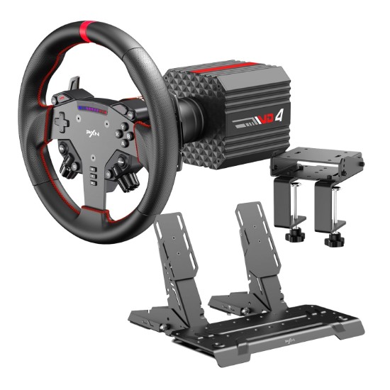 Picture of PXN VD4 Direct Drive Sim Racing Wheel – PD-HM Dual Pedal – Z8 Clamp Bundle