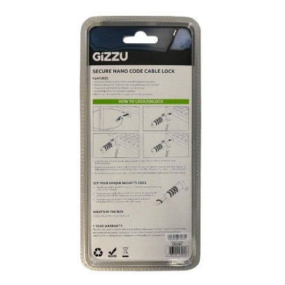 Picture of GIZZU 1.8m Nano Combination Lock Security Cable