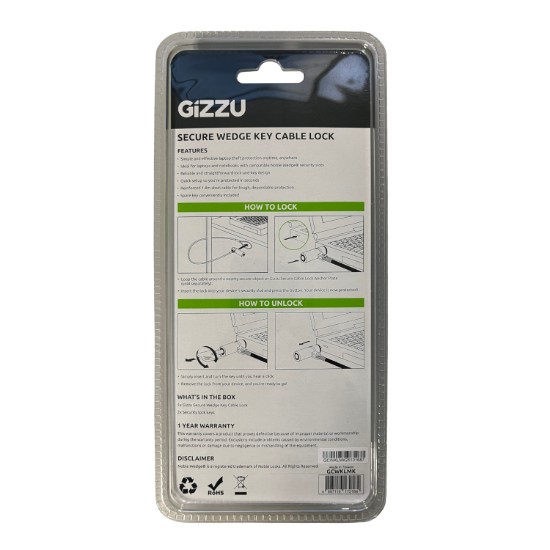 Picture of GIZZU 1.8m Wedge Cable Lock