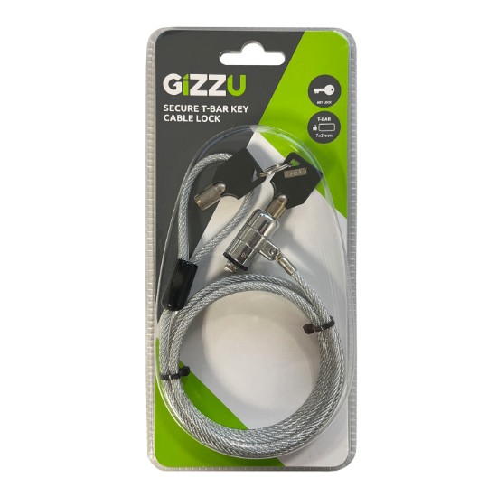 Picture of GIZZU 1.8m T-Bar Laptop Cable Lock Master Key Compatible