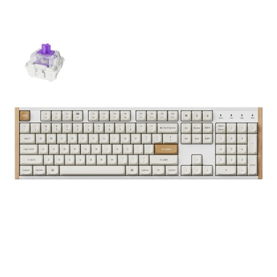 Picture of Keychron K10 HE Special Edition Full-size Hot-Swap Gateron Dbl-Rail Nebula Switch RGB Wireless Keyboard - White (Wood + Al)